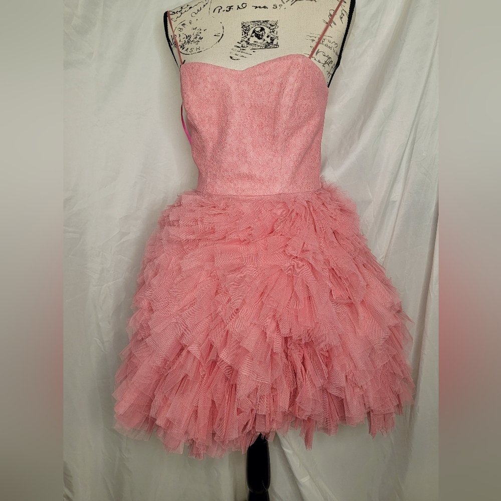 Retro Betsey Johnson tule strapless pink dress size 6 tutu